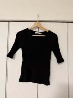MOUSSY Vネック半袖Tシャツ　黒