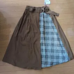 OLIVE des OLIVE ブラウン ラップスカート チェック柄
