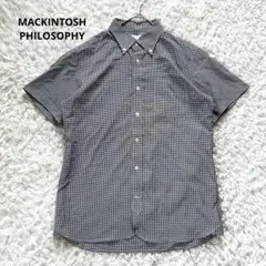 みどりの様美品 マッキントッシュ シャツ チェックCOOLMAX ネイビー 40