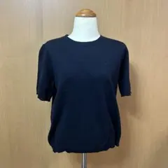 ユニクロ×イネス シャイニークルーネックセーター 半袖 ネイビー