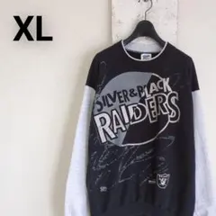 90s USA製　スウェット　ブラック　NFL レイダース　ツートン　XL