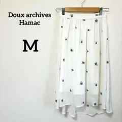 チュールスカート ホワイト M 花柄刺繍 ウエストゴム 上品 フェミニン 綺麗めのサムネイル