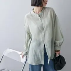 ディスコート　シアーバンドカラーシャツ　美品のサムネイル