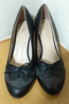 黒 リボン付き パンプス　fademakisco 本革