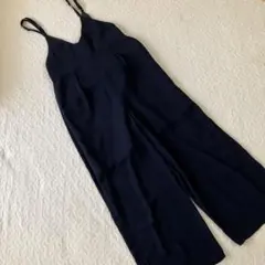 【イーハイフンワールドギャラリー】サロペット オールインワン 紺 ワイドパンツ