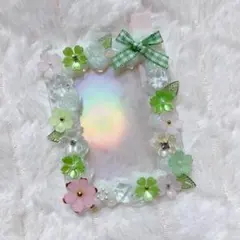 即購入OK❤︎硬質ケースデコ 桜 黄緑 花 ピンク 緑 フラワー No.508