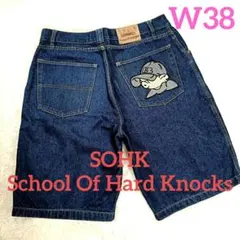 SOHK デニム ハーフ パンツ W38 B系 極太 ブルドッグ刺繍 ペインターのサムネイル
