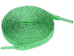 光沢 靴ひも 平紐 シューレース 平型 靴紐 輝く 1足 グリーン 120 cm