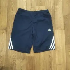 【CLIMACOOL】adidas ネイビー ショートパンツ 3本ラインLサイズ