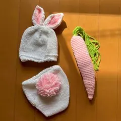 新品未使用　ニューボーンフォト衣装　小物　セット　うさぎ　にんじん