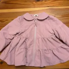 ピンク フリル付きジャケット　ジャンバー　ウィンドブレーカー　裏起毛　トリコット