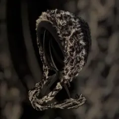 ボンネット ヘッドドレス バラクラバ ブラック＆グレー グランジ 引き揃え