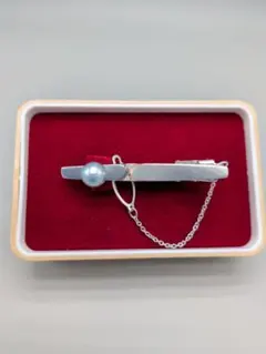 あこや真珠黒真珠 ネクタイピン 7.5mm ライトピーコック SILVER925