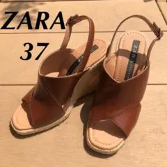 【値下げしました】zara レザー　ウェッジソール　サンダル