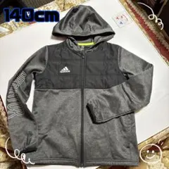 adidas フード付きパーカー 140cm グレー/ブラック
