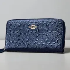 COACH コーチ 長財布 アコーディオンジップ アラウンド ネイビーC4715