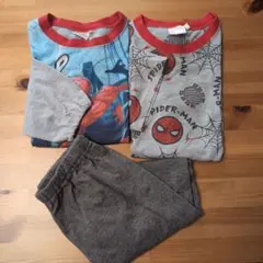 130　MARVEL　スパイダーマン　パジャマ　長袖＆半袖セット