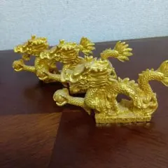 美品】金属製 龍 ゴールドドラゴン彫刻 約28cm 金色 辰 竜 干支置物
