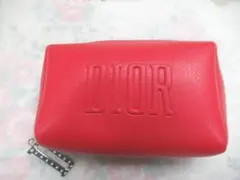 Dior ディオール　化粧ポーチ レッド（赤）シルバー色金具