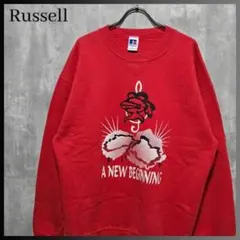 90s 古着 USA製 ラッセルアスレチック グラフィック スウェット レッド