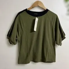 Lugnoncure オリーブグリーン Tシャツ　ラインあり