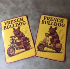 FRENCH BULLDOG×ホンダモンキー　ベスパ　ビンテージ風ステッカー2枚