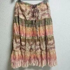 ボヘミアン風マルチカラーフレアスカート