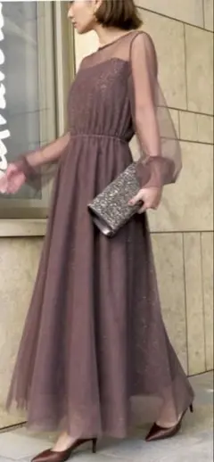 My shawty milano lame day dress ブラウン