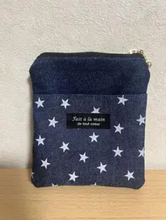 星柄小型フラットポーチ(小型財布)