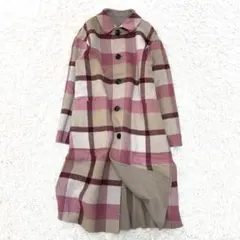 極美品 ブルーレーベルクレストブリッジ リバーシブル ロングコート チェック S