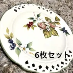 花柄オーバル型皿・６枚セット