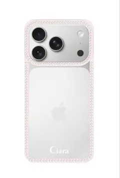 シアラiPhone17ProMaxケース ラインストーンフレーム クリアケース