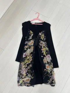 パオラフラーニ　フラワープリント シースルー ワンピース