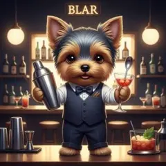 【155】ステッカー・缶バッジ・キーホルダー ヨークシャーテリア バーテンダー