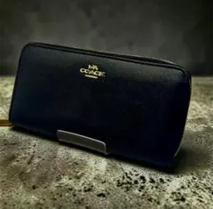 【極美品】コーチ 長財布 アコーディオン ジップ ウォレット ブラック 黒レザー