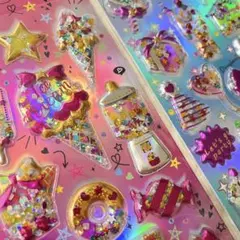 4枚セット シャカシャカシール ぷくぷくシール カプセルシール 3D立体 シール