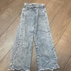 ZARA ライトブルー ワイドパンツ フリンジ裾 116cm