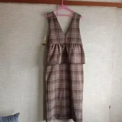 ブラウン系チェックキャミワンピース
