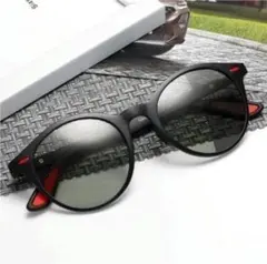 サングラス ブラック ボストンタイプ 調光 偏光 UV400 男女兼用