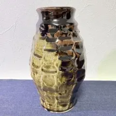 齋藤隆 作 備前焼風 前衛的デザイン花入／共箱付き オブジェ 花瓶
