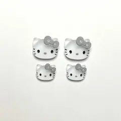 サンリオ日焼けキティネイルパーツマットグレーモノクロ黒ブラックリボンハート