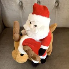 動くトナカイとサンタクロース ぬいぐるみ ウインター 冬 クリスマス バク転①のサムネイル