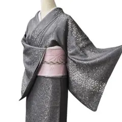 A144愛華 高級着物 訪問着　銀通し　深紫　フォーマル　美品