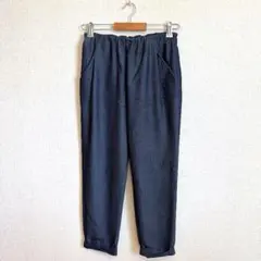 a.v.v standard テーパードパンツ デニム風 S 紺 ウエストゴムのサムネイル