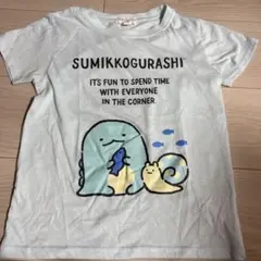 130サイズ　半袖Tシャツ　すみっこぐらし　とかげ　青