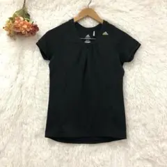 ★adidas★アディダス シャーリング Vネック Tシャツ【S】黒 半袖
