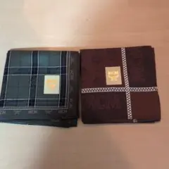 【新品未使用】MCM ハンカチ 2枚セット チェック ロゴ