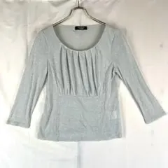 ポールスチュアート ラメカットソー グレー 8 七分袖 上品 シルバー　きらきら