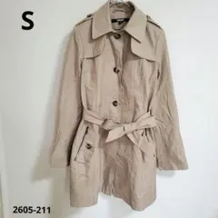 DKNY【S】無地 トレンチコート 長袖 茶 綿 通勤のサムネイル
