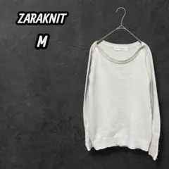 【ザラニット】ニット ボートネック アンゴラ混 シンプル 白 ホワイト系 M